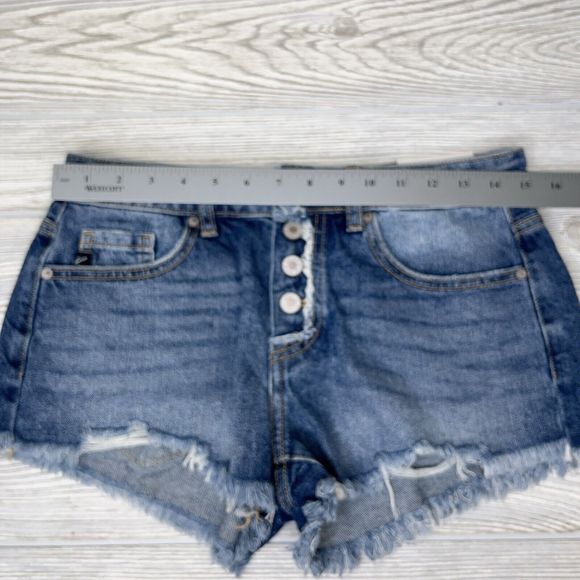 KanCan Jean Shorts Mid Rise Cut Off Denim Size Medium KC9213M Button Fly NWT - Picture 10 of 10